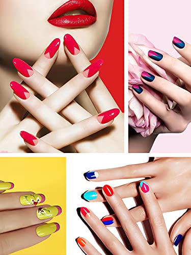 Kalolary 8 PCS Nail Cutter French Nails V Line Trimmer Stainless Steel French Tip Nail Manicure Edge Trimmer DIY Plate Module Easy French Tip Cut