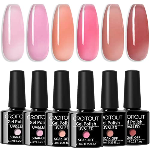 Croitout UV Gel Nail Polish Set, Shellac Nail Gel Polish Colours Set, Sock Off Gel Nail Polishes Set, Polish Gel Nail Kit for Home DIY Manicure N