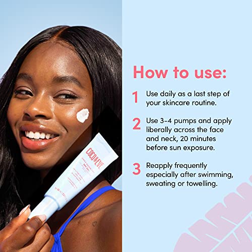 Coco & Eve Daily Water Gel SPF 50+ Sunscreen - Sun Face Protection Against UVA UVB | Australian Made, Hydrating, Lightweight Facial Suncream | Hy