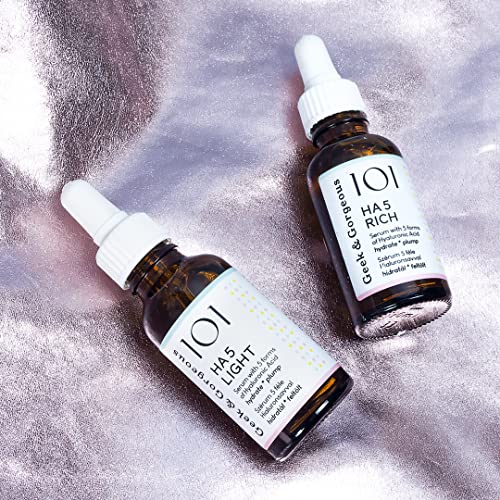 Geek & Gorgeous 101 HA 5 Rich - Serum with 5 forms of Hyaluronic acid, silky & rich - hydrates, softens & plumps the skin - all skin types especi
