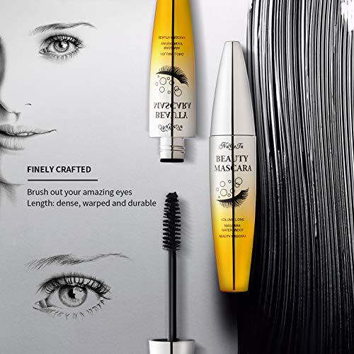 Mimore 4D Silk Fiber Lash Mascara Waterproof Mascara Black Waterproof, Luxuriously Longer, Thicker, Voluminous Eyelashes, Advanced Smudge-proof F