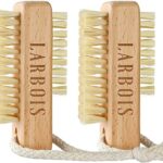 Wooden Nail Brush,Larbois Double Sided Hand and Nail Cleaning Brush, 2Pcs Scrubbing Brush Eco Friendly Fingernail Brush Hanging Rope Hand Toes Na