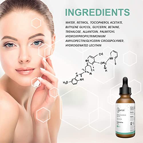 Retinol Serum High Strength for Face and Skin, Unique Double Active Ingredients of 5% Retinol & 2.5% Vitamin E, Outstanding Synthetic Effect to R