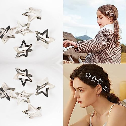 Star Hair Clips, 24 Pcs Hollow Star Hair Clips, Non-slip Metal Snap Barrettes, Silver Star Snap Hair Clips, Wedding Hair Accessories, Cute Hair A