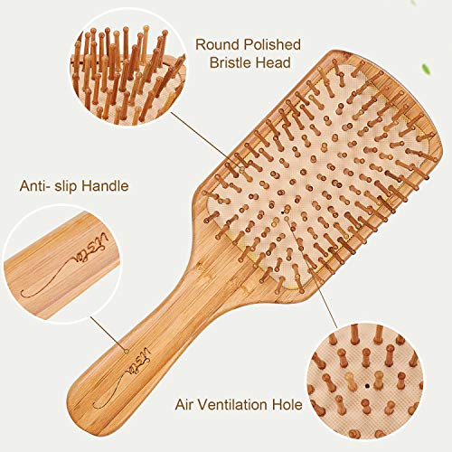 Hair Brush, Bamboo Hairbrush For Long,Thick,Curly,Wavy,Dry or Damaged Hair, Reducing Hair Breakage and Frizzy, No More Tangle, with Exquisite Clo