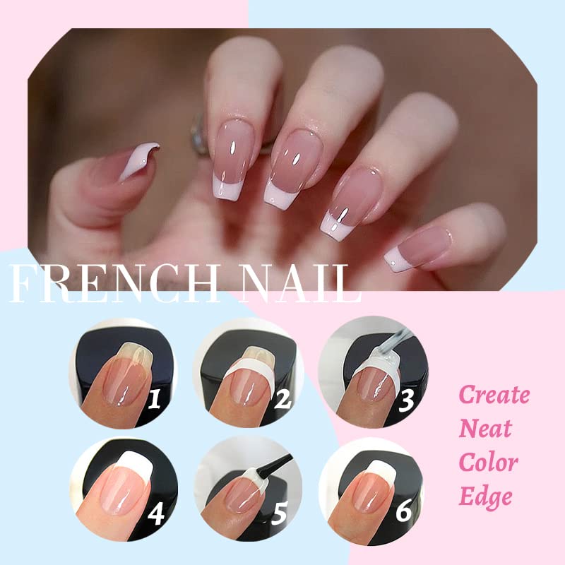 French Nail Stickers 960Pcs | 20 Sheets French Manicure Stickers, French Tip Stickers Self-Adhesive, Moon Shape French Manicure Nail Stickers | D