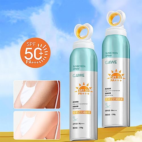 SPF 50 Sunscreen Moisturizer | SPF 50 Water Resistant Sunscreen Mist Spray,Circular Spray Head, Finer Mist Refreshing Body Sunscreen Spray for Bo