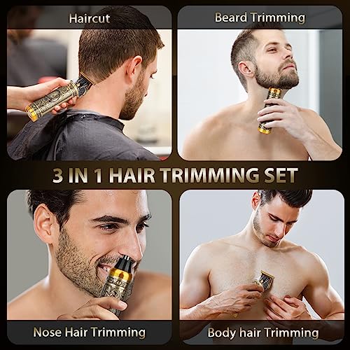 Beard Trimmer Men,Mini Hair Clippers for Men 3 in 1 Cordless Rechargeable Mini Nose Hair Trimmer Shaver Set for Barbers and Home,USB Zero Gapped