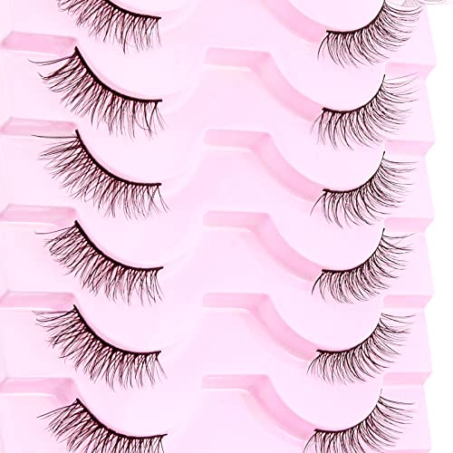 False Eyelashes Natural Look Half Lashes Short Wispy Cat Eye 3D Faux Mink 3/4 Eye Lashes Fake Eyelashes Strip 10 Pairs Pack (B06)