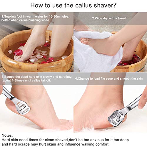 Foot Files Set Callus Shaver - Pedicure Foot Scraper Dead Hard Skin Remover Heel Corn Cracked Skin Removal Foot Rasp Kit - Stainless Steel Foot C