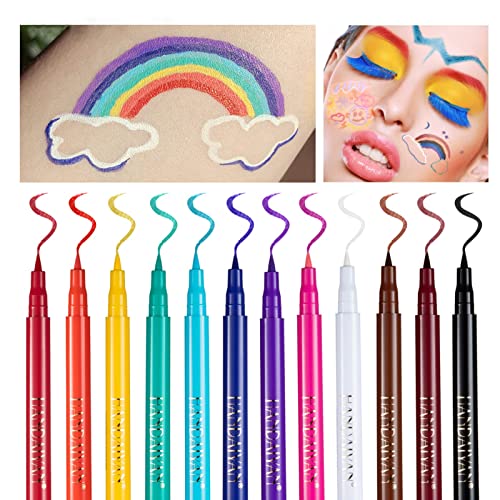 HANDAIYAN Eyeliner,Liquid Eyeliner,White Eyeliner Pencil,Quick Dry,Long Lasting,Waterproof Eye Liner,Highly Pigmented,Smudge-Proof coloured Eye L