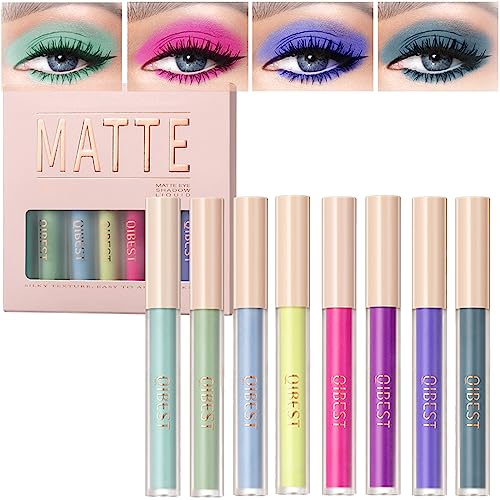 Matte Liquid Eyeshadow Set,8 Colours Smokey Black Nude Eyeshadow Highly Pigmented Long-Lasting Quick-Drying Women Eye Shadow Make Up Kits Gift (S