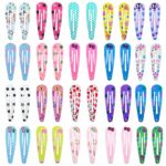 40 Pack Printed Hair Clips Girls' 2 Inch Barrettes Kids Hairpins Accessories