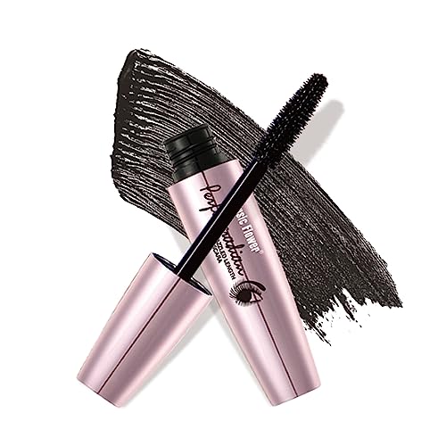 Music Flower Mascara Black Volume and Length, Waterproof Telescopic Mascara with Silicone Brush Head, Smudge Proof, Clump Free, Long Lasting Volu