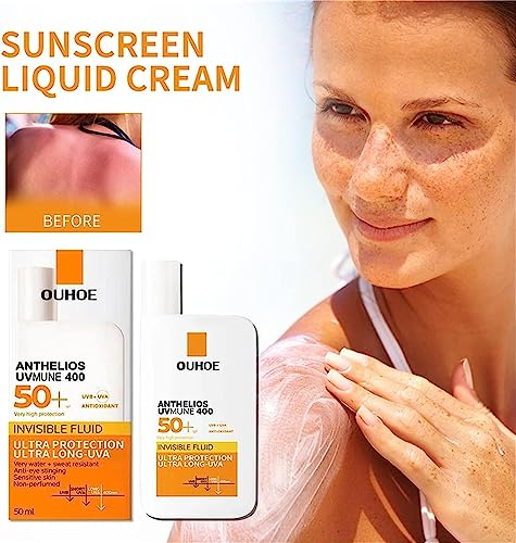 Facial Sun Cream, Face Sunscreen, Anthelios UVmune 400 Invisible Fluid SPF50, 50ml SPF50+ Ultra Protection Invisible Fluid Cream Invisible Fluid