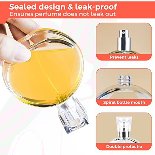 BOOHO 2Pcs 30/50ml Empty Glass Perfume Atomiser, 2 colors Clear Glass Atomiser Spray Bottles, Round Refillable Spray Perfume Bottles Fine Mist Co