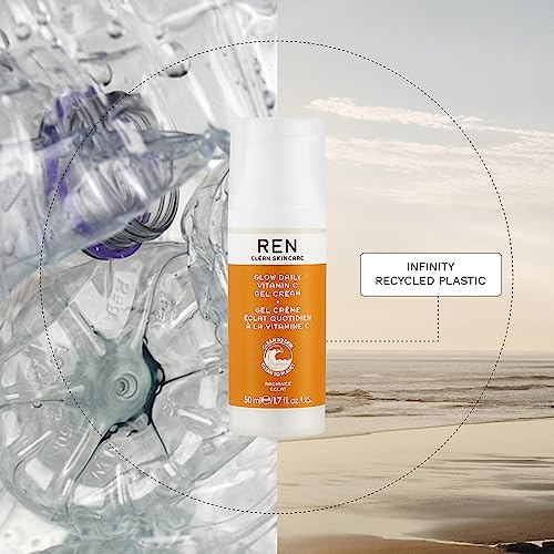 REN Clean Skincare Glow Daily Vitamin C Gel Cream | Lightweight Moisturiser for Instant Daily Brightening | Firmer & Plumper Skin | Vegan | Step