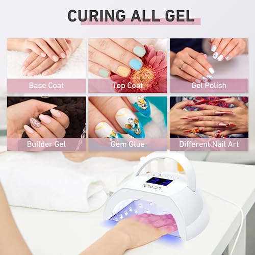 BOLASEN Professional UV Nail Lamp, 80W LED Nail Lamp for Gel Polish, Quick-Drying Nail Dryer Gel Nail Lamp with Metal Base, 42 Beads, 4 Timers &
