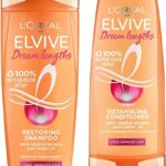 L'Oreal Elvive Dream Lengths Shampoo (400ml) & Conditioner (300ml) Set for Damaged Hair, Pack of 2