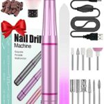 Electric Nail Files, Professional Nail Drill Machine, 20000RPM Adjustable Speed Manicure Pedicure Set with 11 Drill Bits, Low Vibration Low Noise
