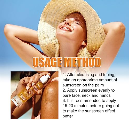Sun Shield Body Glow SPF 50 - Protection Hydrating Sheer Sunscreen - Glitter Sunscreen Gold Shimmer Mica - Sweat and Water Resistant (1Bottle)