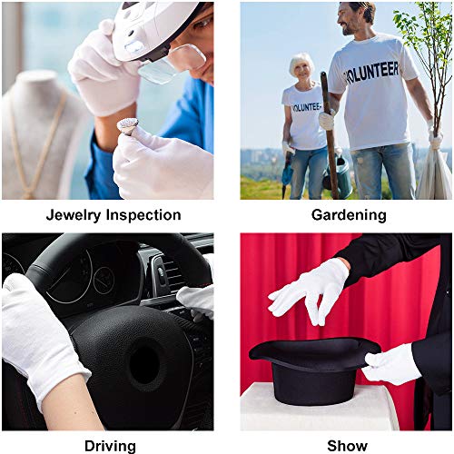 4 Pair Moisturising Gloves,Cotton Gloves for Eczema & Dry Hands,Stretchable Washable White Gloves(Medium Size)
