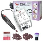 DiiDa Professional Electric Manicure Drill Set Acrylic Nail Gel Polish Remover Electric Nail Files Pedicure Kit with [100pcs Sand Rings+1 Powder