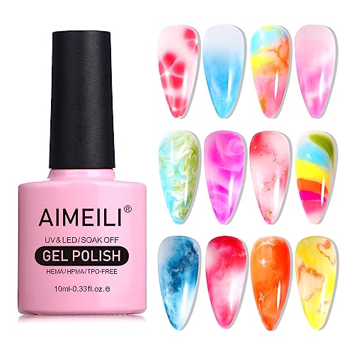 AIMEILI Clear Blooming Gel Nail Polish, Soak Off UV LED Blossom Gel Polish, Nail Blooming Gel for Nail Decoration, Spreading Effect, Nail Paintin