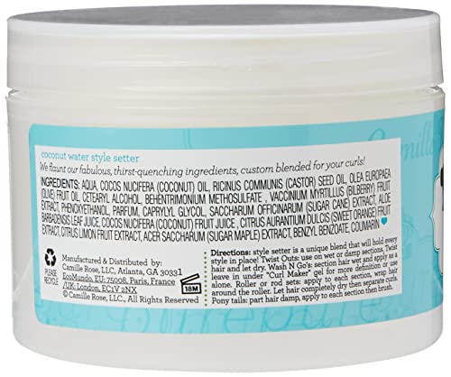 Camille Rose Coconut Water Style Setter 240ml - Tropical cream hair gel, crafted to hydrate and hold styles in place. Natural, clean formula. For