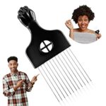 Boorika Metal Afro Comb – Smooth & Sturdy Metal Hair Pick for Detangling and Styling – Afro Pick for Curly Hair – For Home & Salon (Metal Afro Co