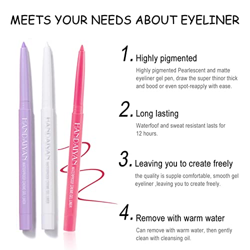 Coloured Eyeliner Liquid Eyeliner, Matte Eyeliner Pencil, All Day Long-Lasting Eye Liners Waterproof Sweat Resistant Eyeliner Pencil for Makeup T