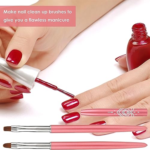 cobee Nail Clean Up Brush, 2PCS Nail Art Clean Up Brushes Nail Painting Brushes Nail Remover Brush Nail Pen Painting Tools for Nail Art Design Ma