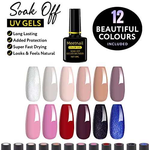 Gel Nail Kit 12 Colours 8ML 54W UV Lamp Starter Kit For Beginners (UK Company)
