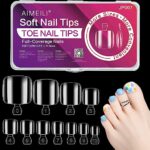 AIMEILI Soft Gel Full Cover Toe Nail Tips, 550PCS Clear Gel Nail Tips False Nail Artificial for Nail Extension, Acrylic False Press on Nails with