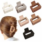 6 Pcs Medium Claw Clips for Women Girls, 2" Square Matte Small Hair Claw Clips for Fine/Medium/Thick Hair, Nonslip Rectangle Hair Clips, Hair Acc