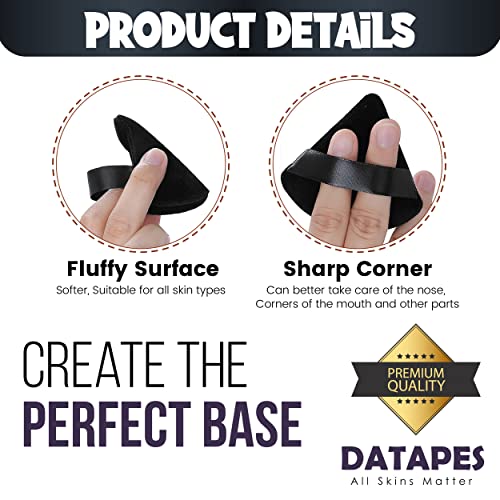 DATAPES 2 Pcs Powder Puff | Triangle Powder Puff | Makeup Puff | Soft Powder Puff | Powder Puff Sponge Reusable With Straps | Velvet Mini Powder