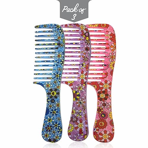 Hair Comb Detangling Comb Wide Tooth Comb Portable Shower Comb For Curly Wet Dry Long Short Straight Detangling Hairs Flat Round Teeth Heat Resis