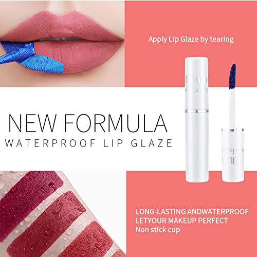 Peel Off Lip Stain Lip Tint, Tattoo Colour Lip Gloss, Matte Lip Gloss Long Lasting Waterproof Liquid Lipstick, Non-Stick Cup Lip Tint Tear-Off Li