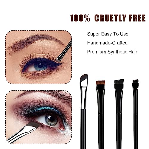 Eyebrow Brush,4pcs Eyebrow Eyeliner Brush Set,Flat Thin Eyeliner Brush Beveled Precision Gel Eyeliner Brush Fine Angled Eye Brow Brush Ultra Flat