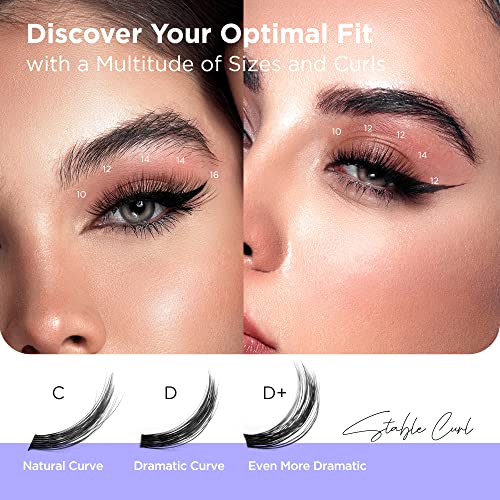 BEYELIAN Cluster Lashes, D+ Curl Individual Lashes, 168 Pcs Cluster Eyelash Extensions 0.07mm 10-16mm Mixed DIY Lash Clusters Reusable Super Thin