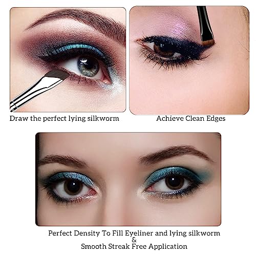 Eyebrow Brush,4pcs Eyebrow Eyeliner Brush Set,Flat Thin Eyeliner Brush Beveled Precision Gel Eyeliner Brush Fine Angled Eye Brow Brush Ultra Flat