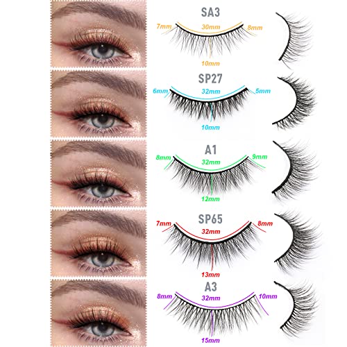 EMEDA 10 Styles False Eyelashes Natural Look 3D Short and Soft Fake Eyelashes Faux m ink Lashes Fluffy And Wispy Eye Lashes 10 Pairs 100% Handmad