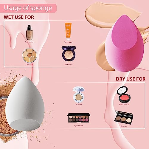 MUUK Makeup Sponge Blender 4 Pack Foundation Sponge Latex Free Beauty Blender Applicator With Sponge Holder Case Ideal For Foundation, Powder and