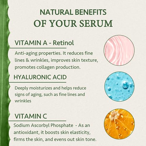 Retinol Serum 100ml, Anti Aging Serum for Face + Acne Treatment Face Serum - Retinol Serum for Face with Hyaluronic Acid + Vitamin C + Aloe Vera