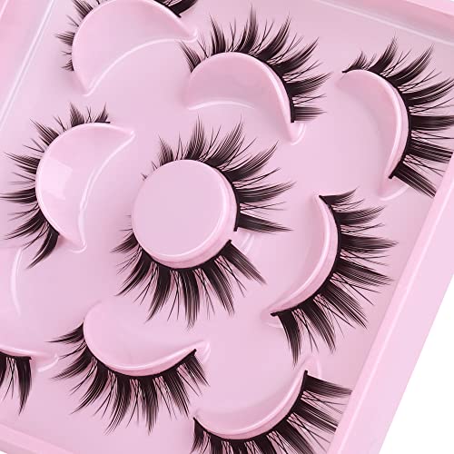 False Eyelashes Natural Cosplay Lashes Doll Anime Japanese Faux Mink Lashes Pack Spiky Manga Fake Eyelashes Wispy Long Thick Ruffle Fake Eye Lash