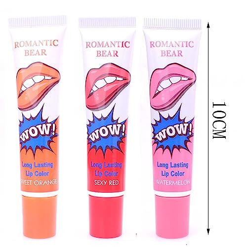 (12 Pcs) Lip Stain Peel Off, Lip Tattoo Lipstick,6 Colors Peel Off Lipstick,Waterproof Tear Lip Stain Cosmetic Gift Set for Girls,Peel off Lip St