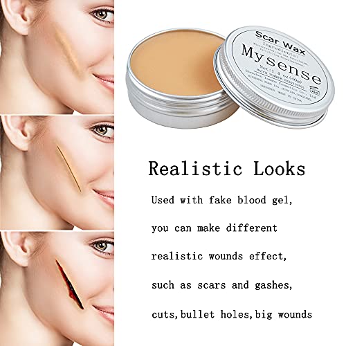 Mysense Scar Wax Kit SFX Make Up Special Effects Fake Molding Wound Skin Wax Body Paint Halloween Set Fake Nose Stage Zombie Cosplay Costume SFX