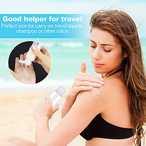 SPEACOUR 12 Pcs Clear Travel Bottles 50ml Transparent Flip Cap Bottles Refillable Empty Travel Containers Bottle Plastic Lotion Bottle with Small