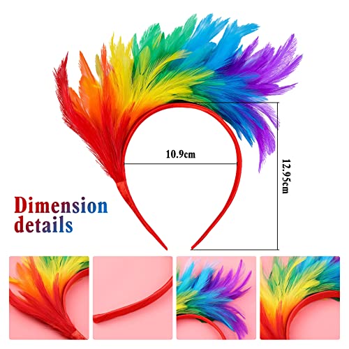 LGBT Gay Pride Accessories, Rainbow Feather Headband, Pride Hair Accessories Costume Accessories Fancy Dress Outfit for Women Girl Aldult
