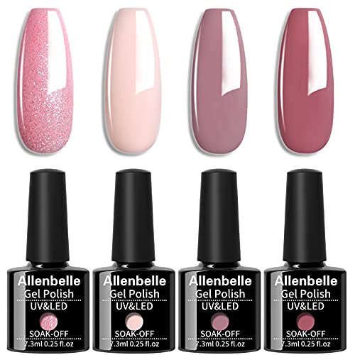 Allenbelle Gel Nail Polish Set- Gel Nail Polish Soak Off Nail Art Manicure Salon DIY at Home 046